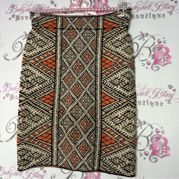 BcbgMAXAZRIA skirt stretchy bodycon boho tan brown orange formal luxury - Picture 8 of 10
